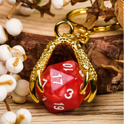 Porte clef dragon avec D20 Rouge