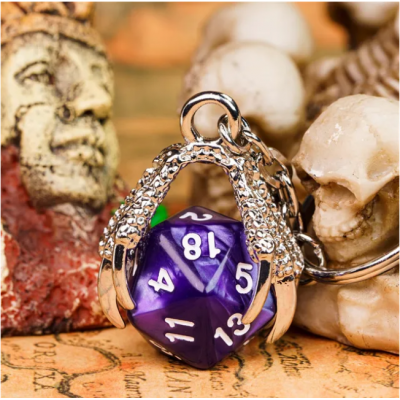 Porte clef dragon avec D20 Pourpre