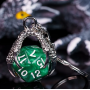 Porte clef dragon avec D20 Vert