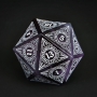 D20 géant 33mm -  Arêtes pointues - Pourpre - Blanc - Udixi