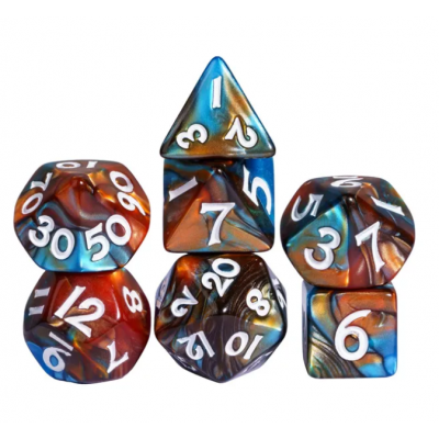 D10 - Mini dés  - Blend  - Bleu- Marron - Acrylique - Udixi