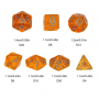 Mini Dice - Set 7 dés - Glitter - Orange - Argenté - HD