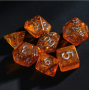 Mini Dice - Set 7 dés - Glitter - Orange - Argenté - HD