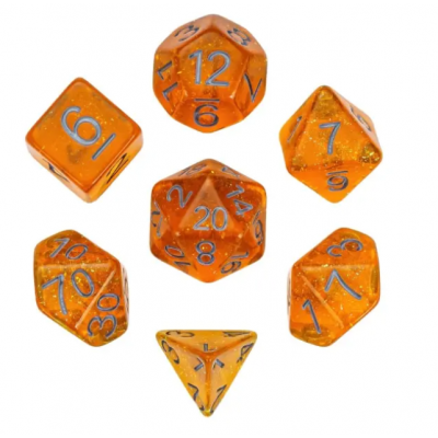 Mini Dice - D10 unité - Glitter - Orange - Argenté - HD