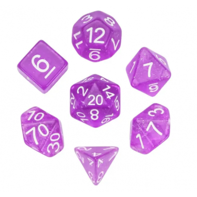 Mini Dice - D10 unité  - Glitter - Pourpre - Blanc - HD