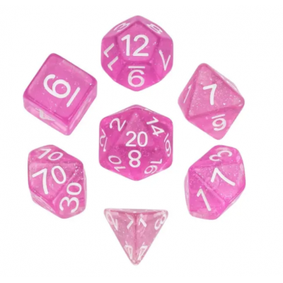 Mini Dice - D10 unité - Glitter - Rose - Blanc - HD