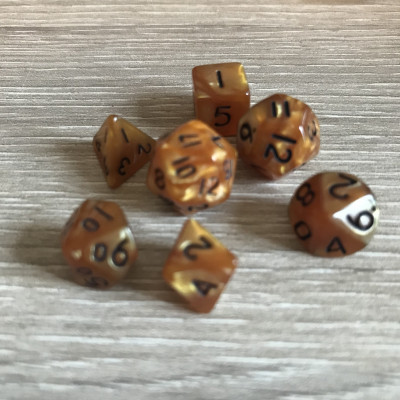 Mini Dice - Set 7 dés -  Cuivre - Noir - MG
