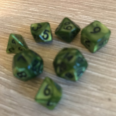 Mini Dice - Set 7 dés -  Vert - Noir - MG Dice