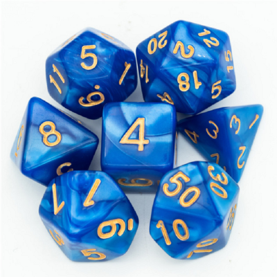 Dés Marbrés - D10 unité   - Bleu - Doré - Udixi