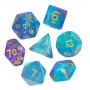 Dés Glitter - D8 - Bleu / Pourpre - Doré - Udixi