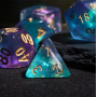 Dés Glitter - D20 - Bleu / Pourpre - Doré - Udixi
