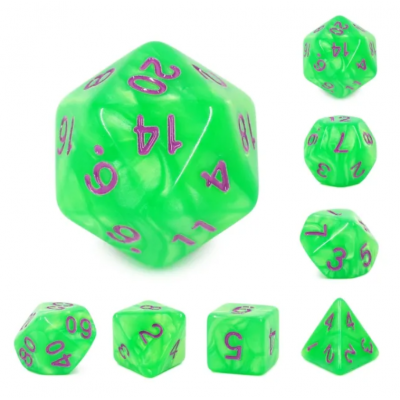 Pearl - Set 7 dés  - Vert - Pourpre  - HD
