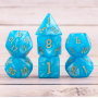 Pearl - Set 7 dés  - Bleu clair  - Jaune - HD