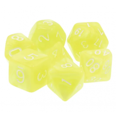 Pearl - Set 7 dés  - Jaune - Blanc  - HD