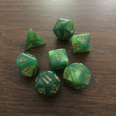 Mini Dice - Set 7 dés -  Vert - Doré - MG