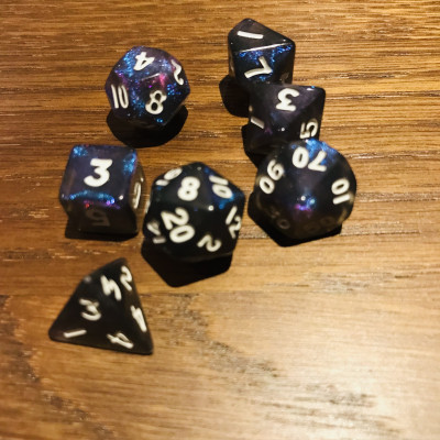Mini Dice - Set 7 dés -  Bleu - Blanc - MG