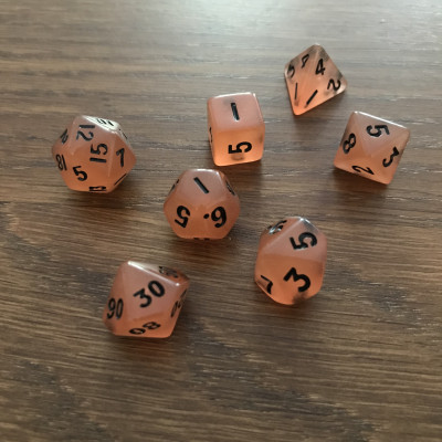 Mini Dice - Set 7 dés -  Fluo - Orange - Noir  - MG Dice