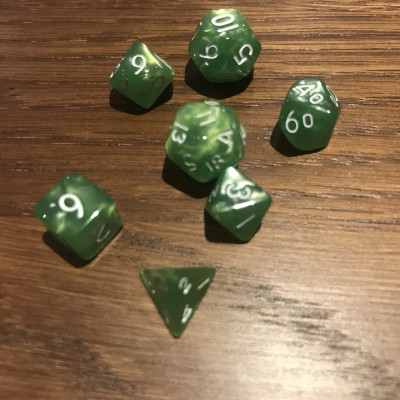 Mini Dice - Set 7 dés - Vert - Pearl - Blanc  - MG Dice
