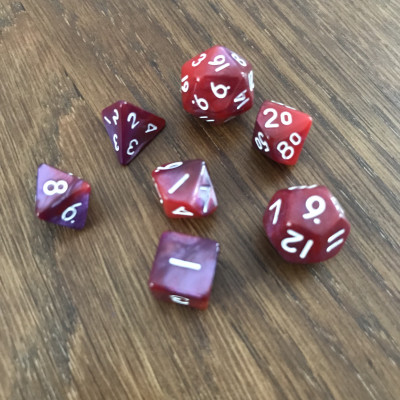 Mini Dice - Set 7 dés - Rouge - Pourpre - Blanc - MG Dice
