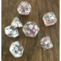 Mini Dice - Set 7 dés - Translucide -Particules - rouge - Blanc - MG Dice