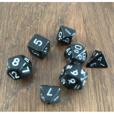 Mini Dice - Set 7 dés - Opaque - Noir - Blanc - MG Dice