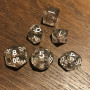 Mini Dice - Set 7 dés -  Translucide -  Particules - Argenté -  Blanc - MG