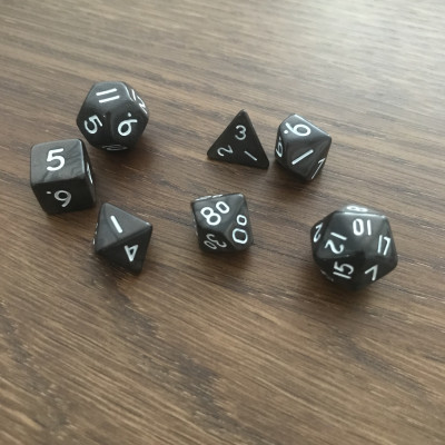 Mini Dice - Set 7 dés -  Marron - Wengé - Blanc - MG